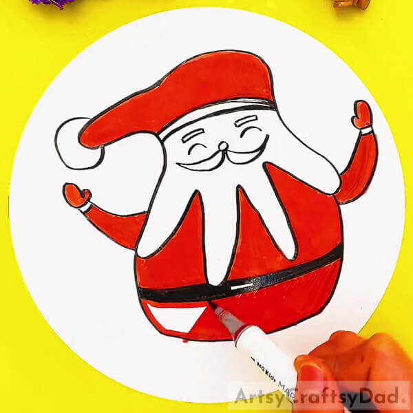 Coloring The Whole Outfit Of Santa- Drawing Santa for Kids: A Tutorial 