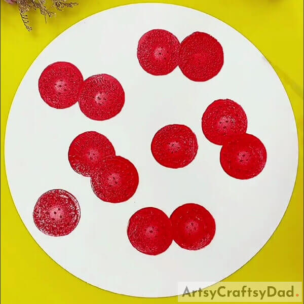 Completing Making Dots - Step by step instructions for a stamp painting of cherries on a tree branch 