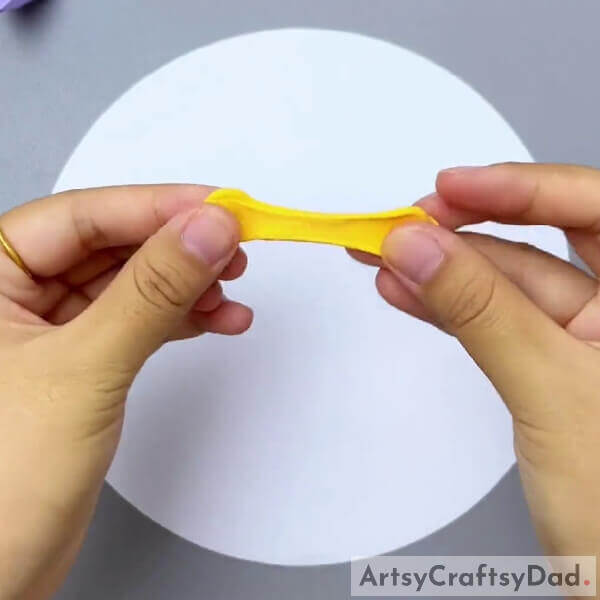 Cutting And Rolling Yellow, Orange Clay- Clay Autumn Ring Trees Handicraft Step-by-Step Guide