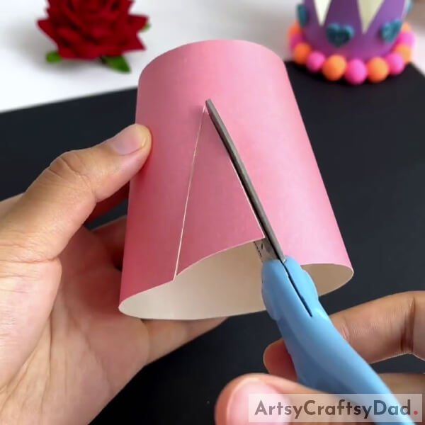 Cutting Triangles From Paper Cup- Crafting Paper Cup and Clay Crowns Tutorial for Beginners 