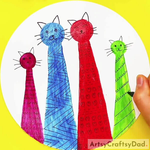Detailing The Blue And Green Kitten - A Kid-Friendly Guide on Painting a Lovely Kitten Stamp