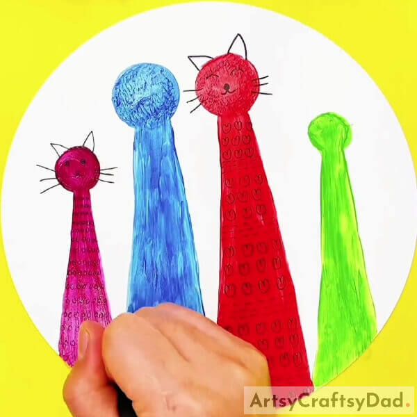 Detailing The Pink Kitten - Learn How to Paint a Charming Kitten Stamp with Kids