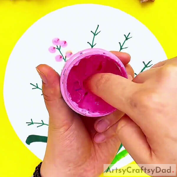 Dipping Fingertip In Paint - Learn to draw and fingerpaint colorful blossoms 