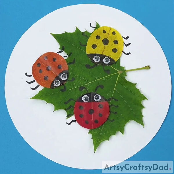 Drawing Legs, Antenna For Yellow And Brown Leaves- Ladybugs on Leaves Design Guide