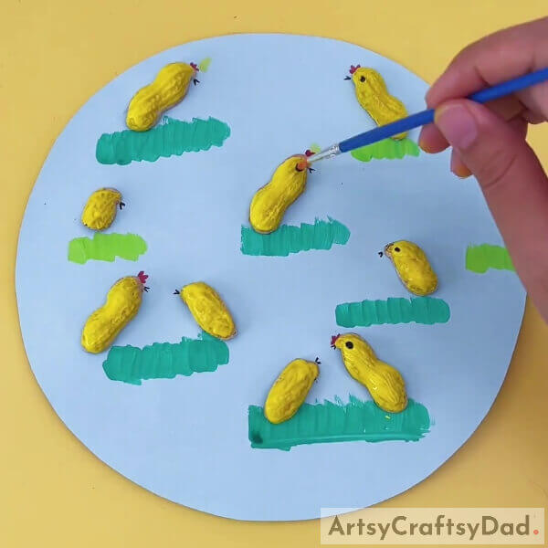 Drawing Peaks And Crown For Each Shells- Peanut Shell Chick Projects for Children 