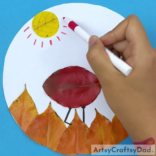 Drawing Sun Rays - A Guide to Crafting Leaf Ostriches with Children