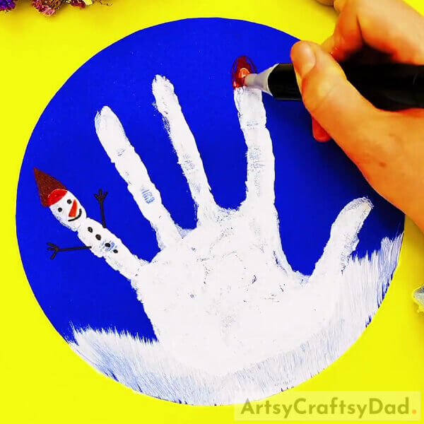 Drawing The Snowman's Face And Body Features -A Guide to Making Snowman Art with Handprints