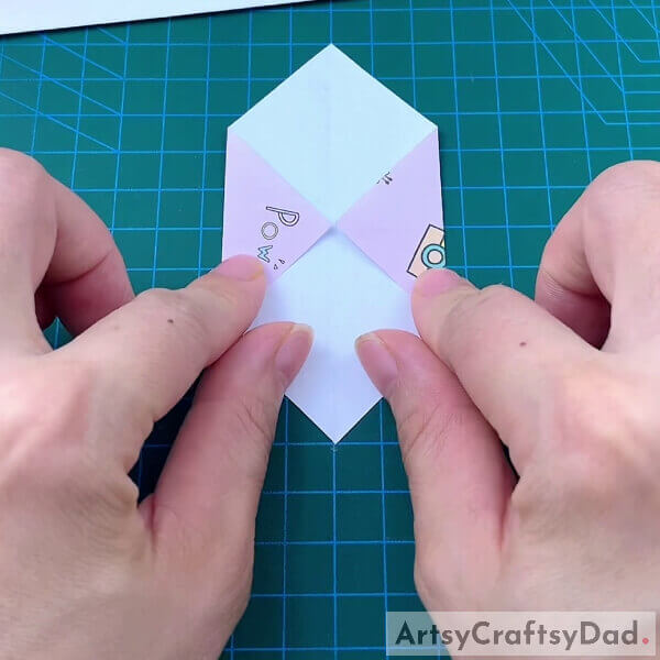 Folding Side Edges Of Another Paper - Origami Flip Flops - Paper Crafts Tutorial For Kids 