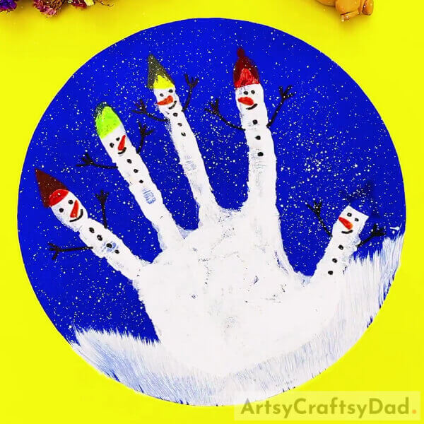 Handprint Snowmen Artwork Tutorial For Kids Is Complete! - A Guide to Crafting a Handprint Snowman