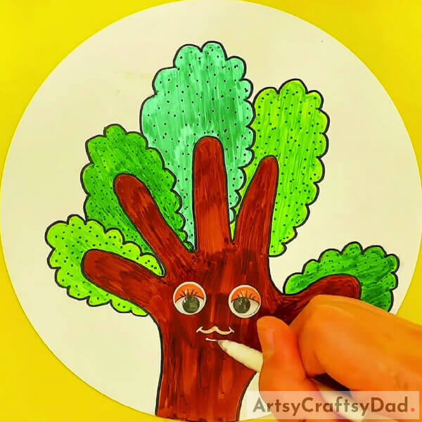 Make the lips of the tree - An Instructional Guide for Children to Create Trees with Hand Outlines 