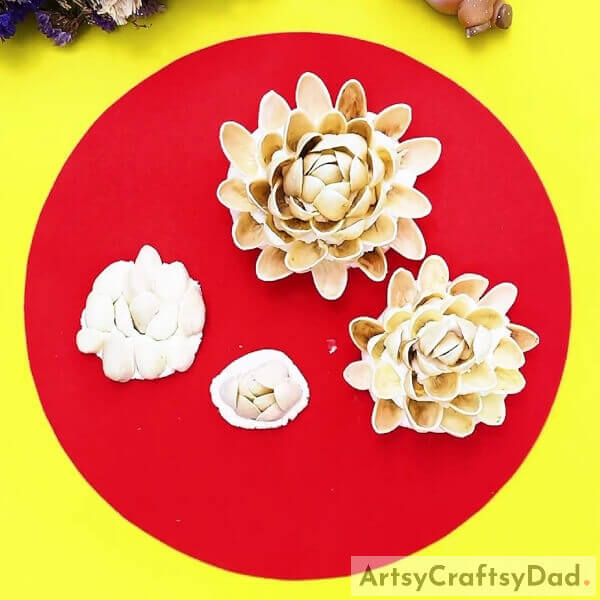 Making Another Flower Bud - Step by Step Chrysanthemum Flower Garden Making with Clay and Pistachio Shells 
