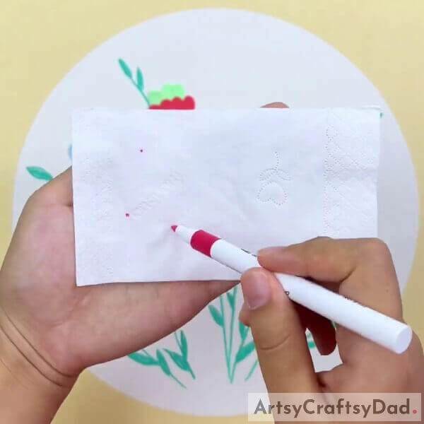 Making Dots On A Tissue Paper- A Tutorial for Making a Clay & Tissue Flower Arrangement 