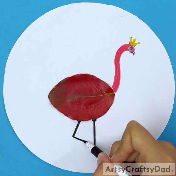 Making Facial Features And Legs Of the Ostrich - Making Leaf Ostriches with Kids - A Tutorial