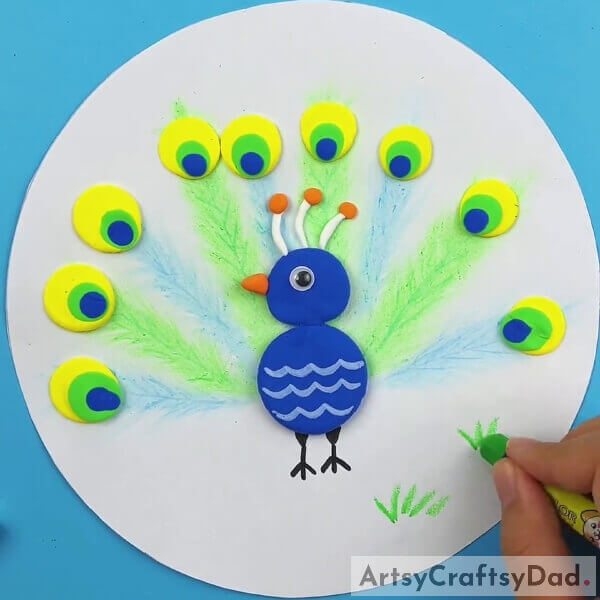 Making Grass - Learn to Create an Artistic Peacock Paper Craft Using Clay