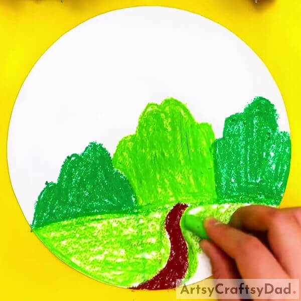 Making Grassy Ground - Instructions for Crafting a Mountain Landscape with a Hand Outline