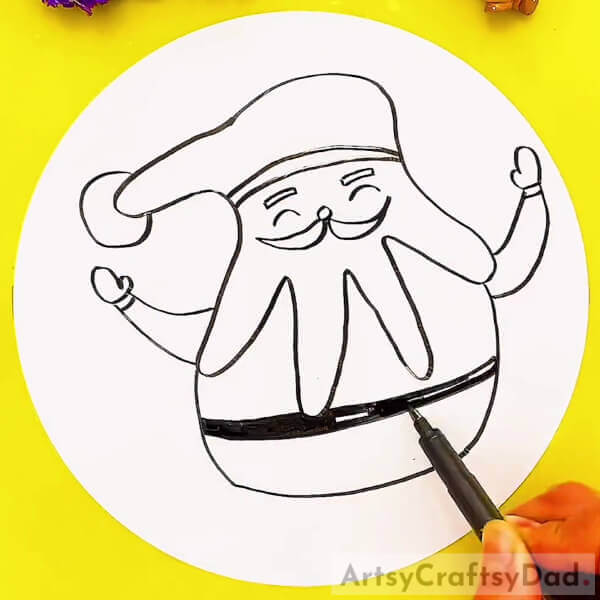 Making Hands And Belt Of Santa- How to Draw Santa – A Guide for Kids 