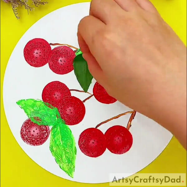Making Leaves - A painting tutorial for a stamp painting of cherries on a tree branch