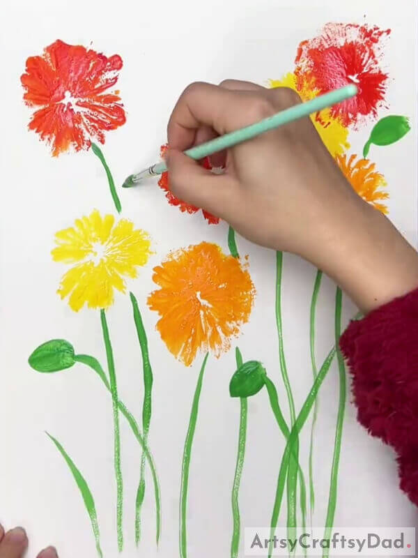 Making Leaves To The Stems- A Tutorial on How to Create Polythene Pictures with Flowers for Beginners