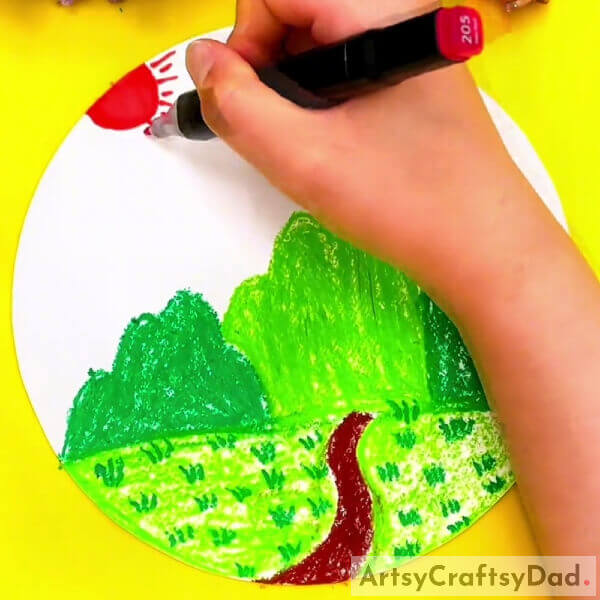 Making The Sun - Exploring a Mountain Landscape with a Hand Outline Drawing