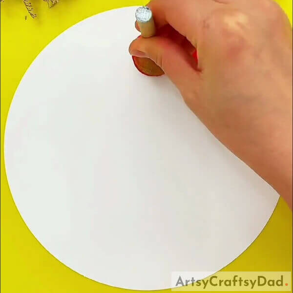 Stamping A Red Circle - How to make a stamp painting of cherries on a tree branch 