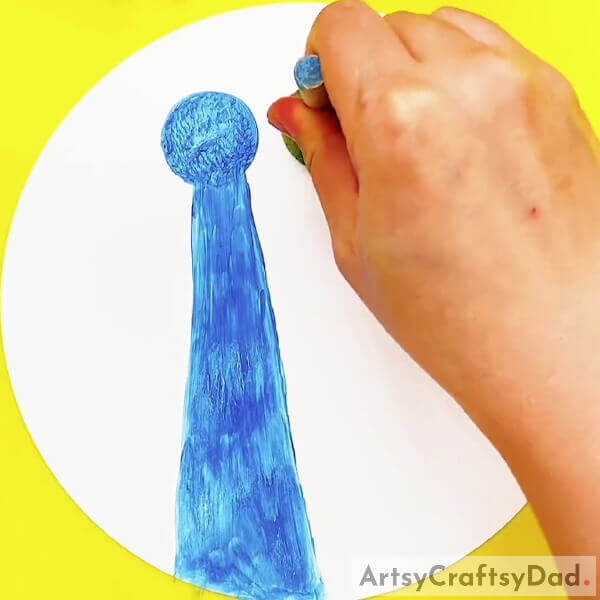 Stamping A Red Circle - Guide for Children to Paint a Sweet Kitten Stamp