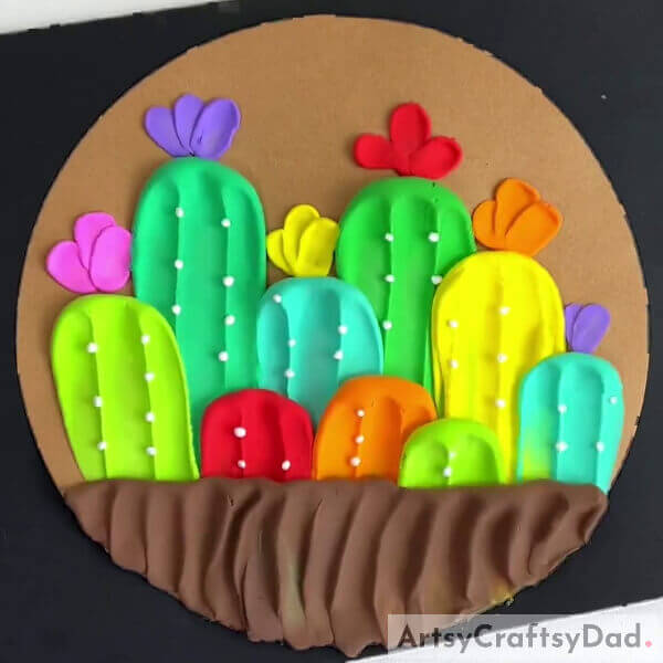 This Is The Final Look Of Your Colorful Clay Cactus!- Spectacular Colorful Clay Cacti Creation Guide For Tots 
