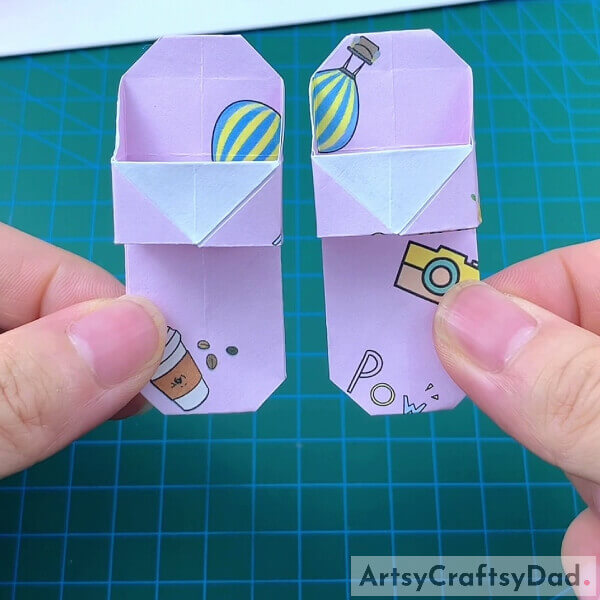 This Is The Final Look Of Your Paper Flip Flops! - A tutorial on constructing paper flip flops with origami for little ones