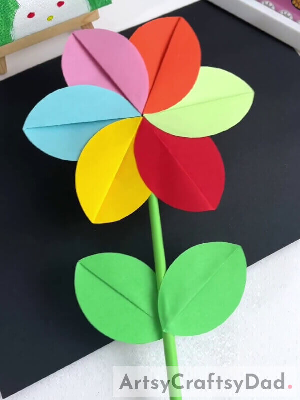 This Is The Final Look Of Your Paper Pinwheel Flower! - How to construct a flowery pinwheel out of paper for children