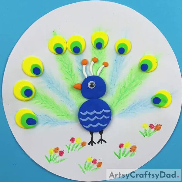 This Is The Final Look Of Your Peacock Artwork! - Tutorial for Creating a Lovely Peacock Paper Artwork Using Clay