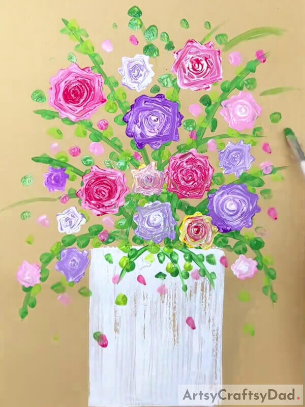 This Is The Final Look Of Your Rose Vase Painting!- Quick Tips for Painting a Rose Vase - Tutorial for Kids