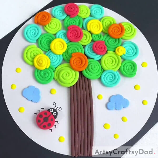 This is The Final Look Of Your Kandinsky Circle Tree Clay Craft!- Crafting tutorial for a clay tree in the style of Kandinsky's circles 