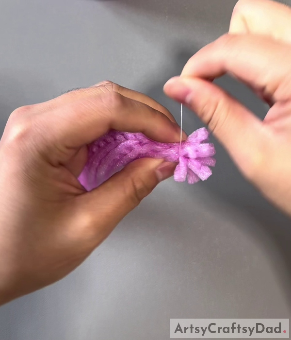 Using Thread- Crafting a Container from Recycled Materials: Tutorial for a Flower Basket with Foam Netting and Plastic Bottles 