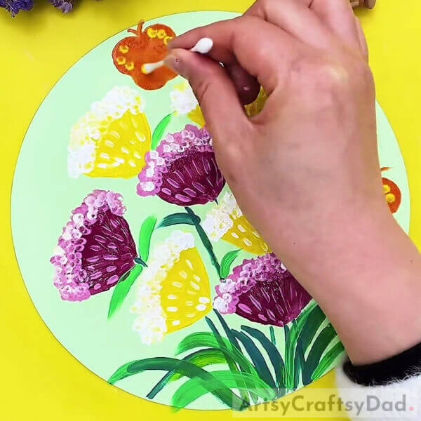 Adding Details To The Butterflies - Colorful Bunch of Flowers Painting For Beginners 
