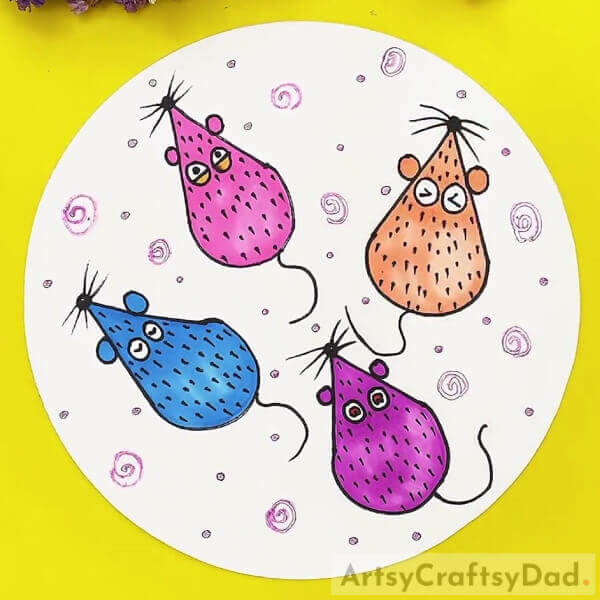 Amazing Colorful Mice Drawing Step-by-step Tutorial - For Kids 