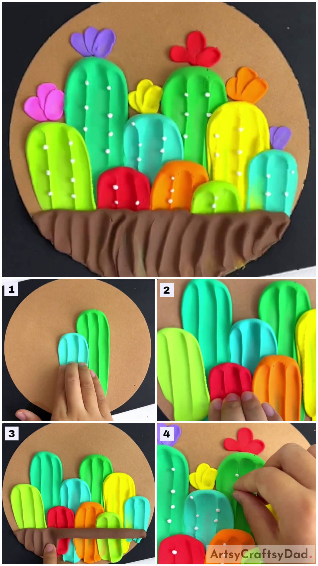 Awesome Colorful Clay Cactuses Craft Tutorial For KIds