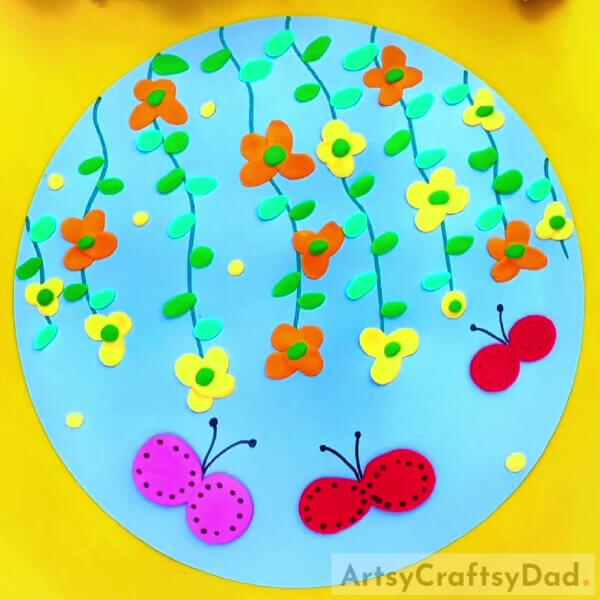 Beautiful Orange-Yellow Flower Climber Clay Craft - An Easy Tutorial For Kids