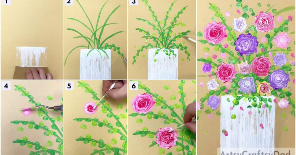 Beautiful Rose Vase: Easy Hacks Painting Tutorial For Kids