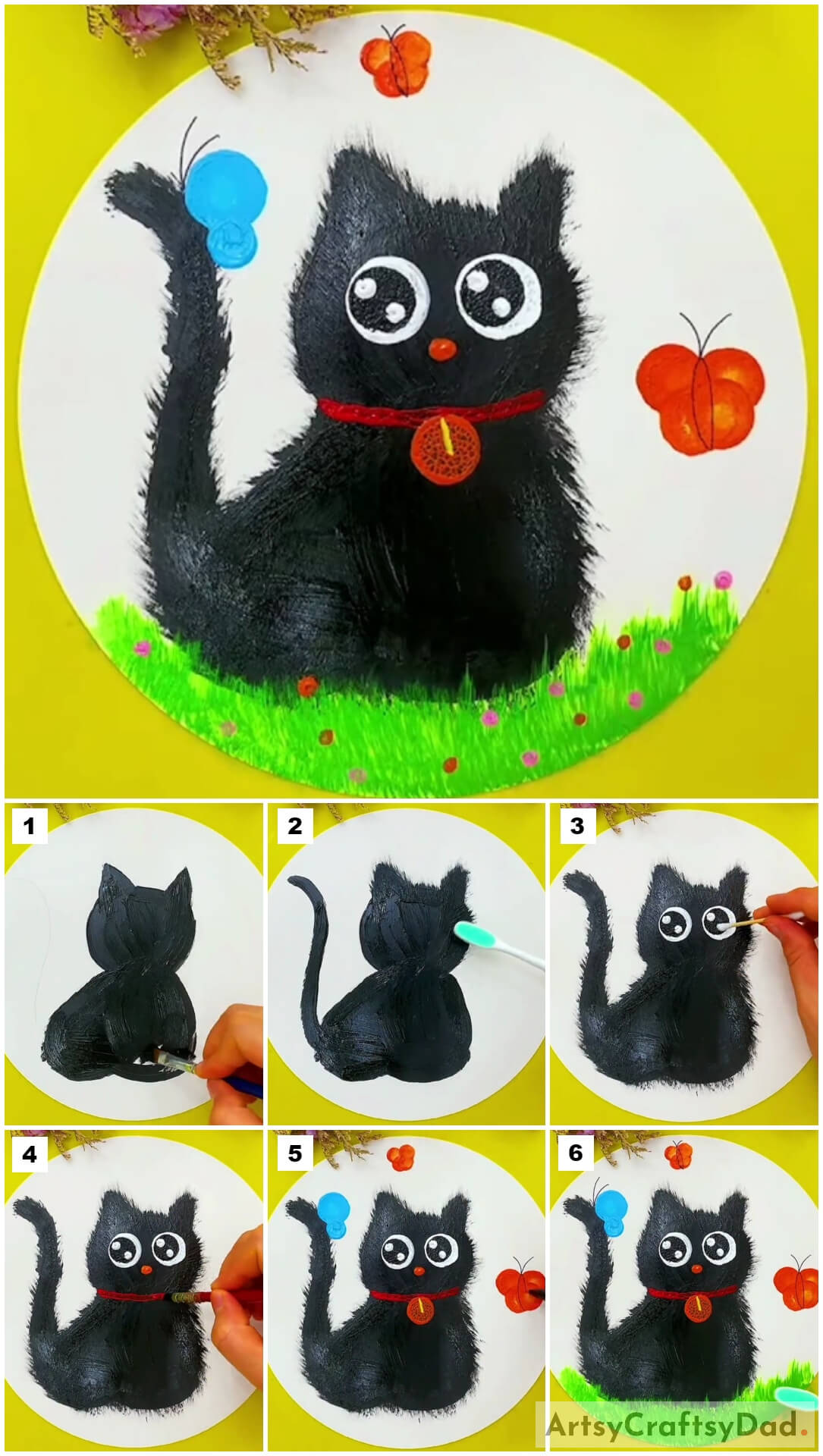  Black Cat In Garden Painting Tutorial For Beginners