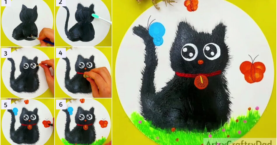 Black Cat In Garden Painting Tutorial For Beginners