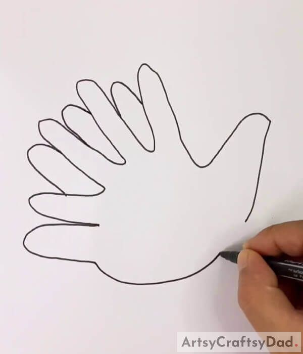 Body Of The Peacock- How to Sketch a Hand Outline Peacock for Beginners