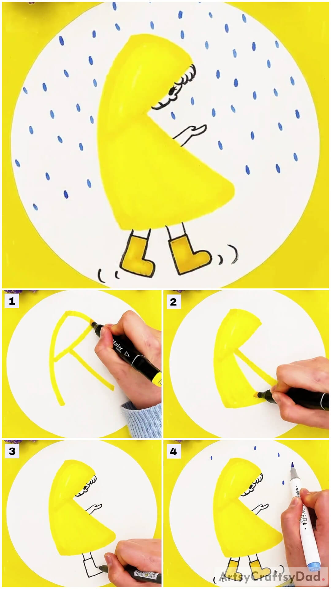  Boy In Raincoat Rainy Day Drawing Tutorial For Kids