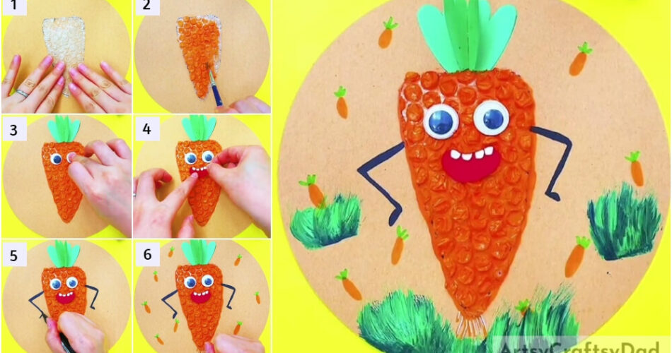 Bubble Wrap Carrot Artwork Craft Tutorial For Kids
