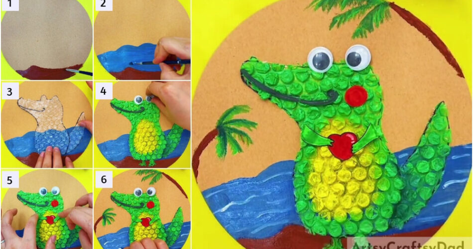 Bubble Wrap Crocodile Artwork Craft Tutorial