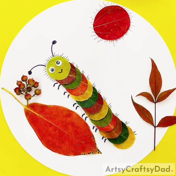 Caterpillar Over Leaf Scenery: Leaf Craft Tutorial - For Kids- Crafting with a Caterpillar over Leafy Background: Step-by-Step Leaf Tutorial