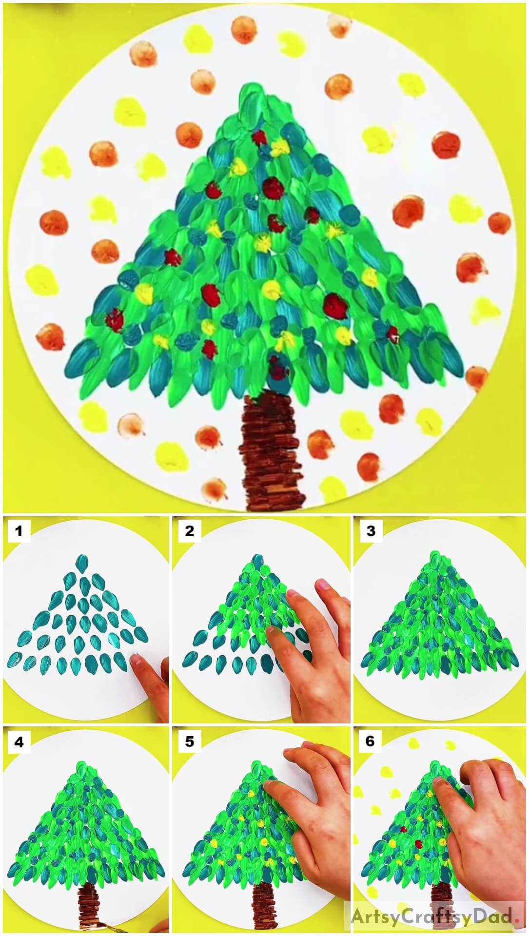 Christmas Tree: Finger Painting Tutorial For Kids
