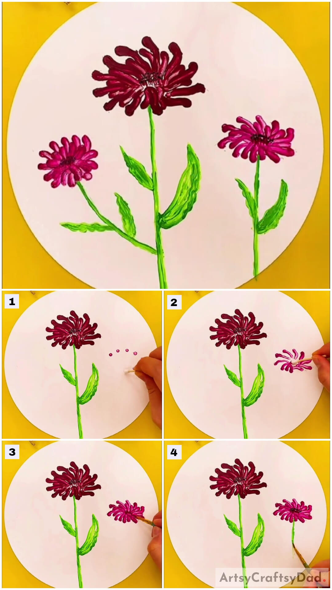 Chrysanthemum Flower Easy Painting Tutorial