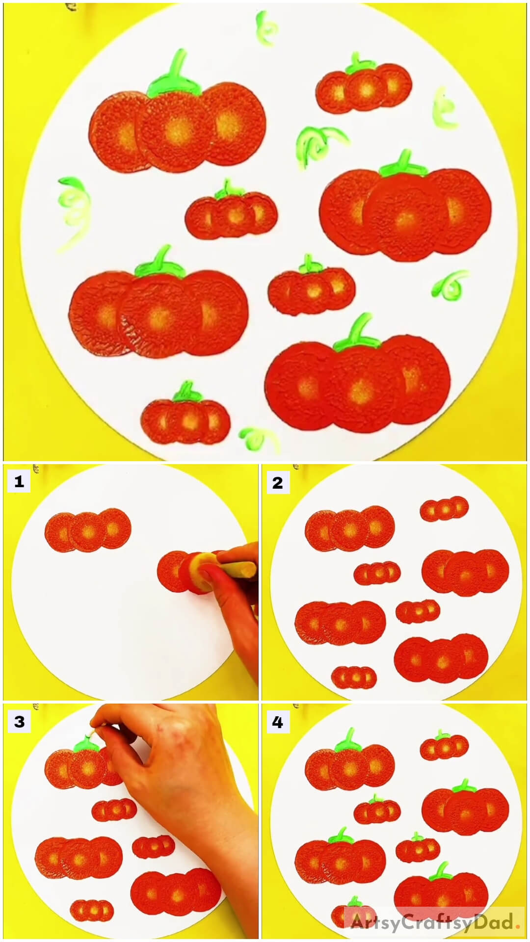 Circle Stamp Capsicum Painting Tutorial For Beginners