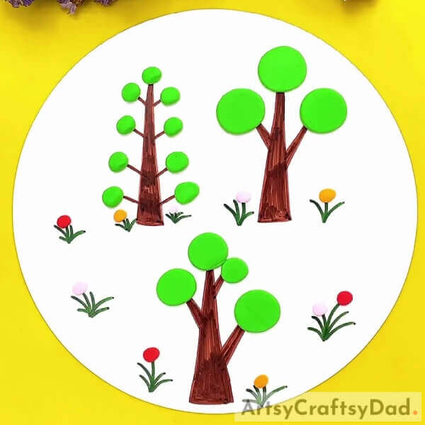 Clay Circles Tree Artwork Craft Step-by-step Tutorial - For Kids - Colorful Tree Artwork Craft Tutorial Using Clay Circles For Kids 