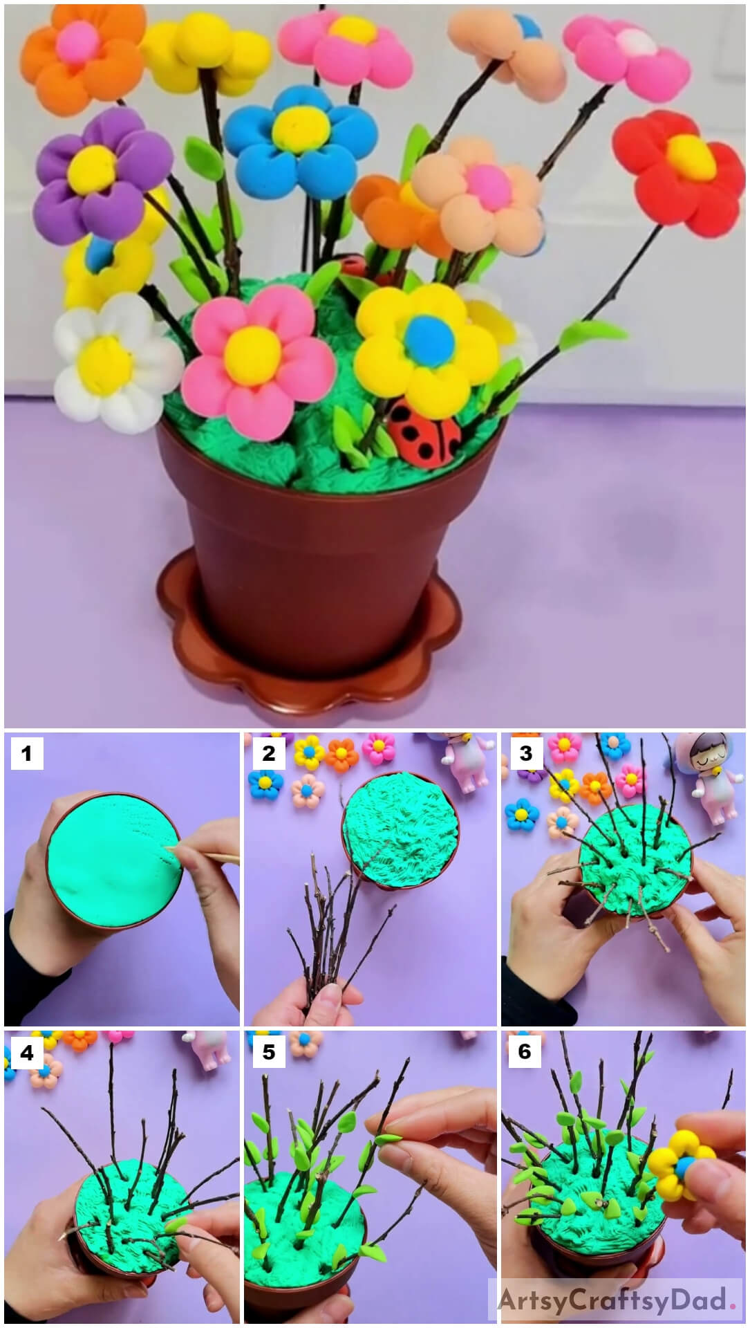 Clay Flower Vase Model Craft Tutorial For Kids
