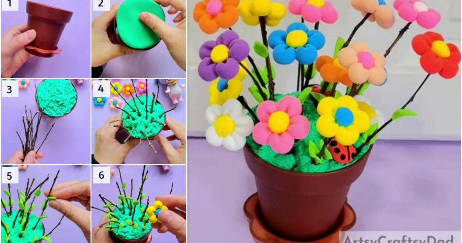 Clay Flower Vase Model Craft Tutorial For Kids